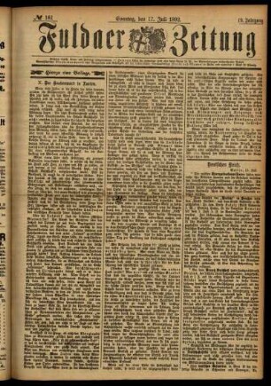 Erste Ausgabe vom Sonntag, den 17. Juli 1892.