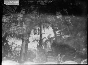Waghäusel Eremitage (Einsiedelei) - achteckiger Schlossbau Hauptbau Deckenfresko Eremitenhütte in römischen Ruinen von Giovanni Francesco Marchini (1732)
