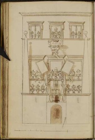 Entwurf für Fassadendekoration eines städtischen Hauses anlässlich der Funeralien des litauer Feldherren Wincenty Korwin Gosiewski 1665 in St. Kasimir in Wilno