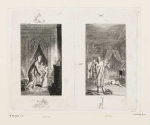 Clarisse durch falschen Feuerlärm aufgeschreckt, aus: "Samuel Richardson: Clarissa", London 1748