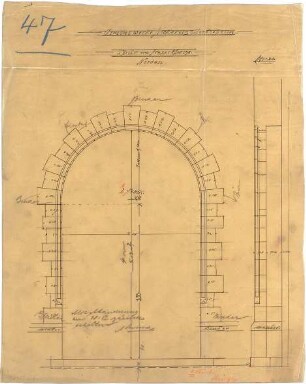 Billing, Hermann; Diedesheim - Neckarelz; Portland - Zementwerke - Kesselhaustür (Ansicht; Schnitt)