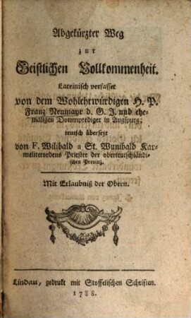 Abgekürzter Weg zur Geistlichen Vollkommenheit