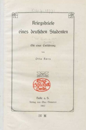 Kriegsbriefe eines deutschen Studenten