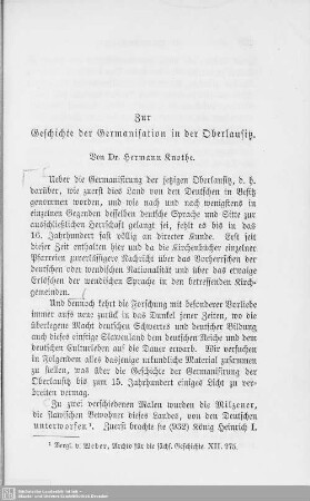 Zur Geschichte der Germanisation in der Oberlausitz