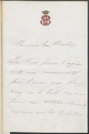 [Carta de agradecimiento a Vicente Quesada en francés, 17 de octubre 1877]