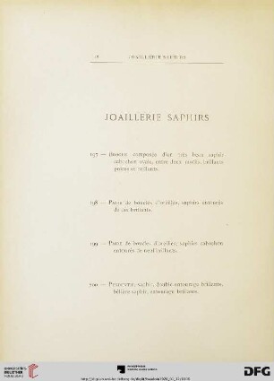 Joaillerie saphirs (Nr. 197-213)