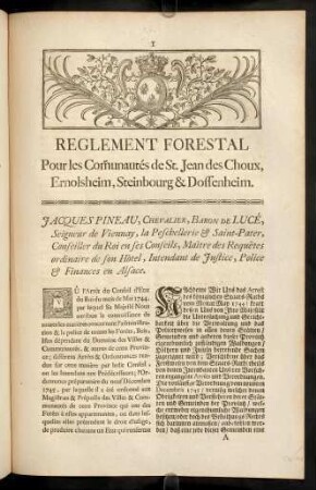 1-8, Reglement Forestal Pour Communautés de St. Jean des Choux, ...