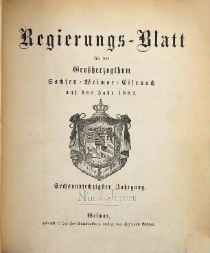 Regierungsblatt für Sachsen-Weimar-Eisenach : auf das Jahr .... 1882 = Jg. 66
