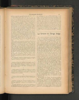 La fortune du Congo belge.