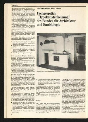 Fachgespräch "Hypokaustenheizung" des Bundes für Architektur und Baubiologie