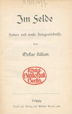 [Bd. 1]: Im Felde