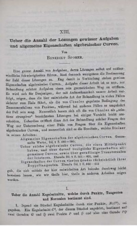 Ueber die Anzahl der Lösungen gewisser Aufgaben und allgemeine Eigenschaften algebraischer Curven.