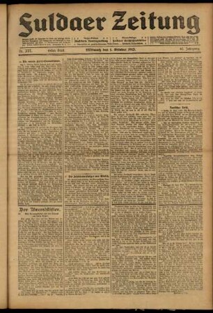 Erste Ausgabe vom Mittwoch, den 01. Oktober 1913.