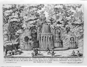 Le fontane di Roma nelle piazze e luoghi publici della città con li loro prospetti come sono al presenteBand 2: Le fontane delle ville di Frascati, nel Tusculano con li loro prospetti. [s.a.] - disegnate, et intagliate da Gio. Battista Falda. Data in luce con direttione, e cura di Gio. Giacomo de RossiLibro 2Tav. 11: Frascati, Villa Aldobrandini, cascata