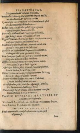 Passio Cypriani Martyris Et Episcopi Carthaginensis.