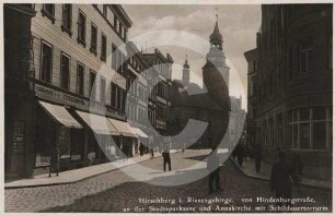 Hindenburgstraße Hirschberg mit Annakirche und Schildauer Torturm