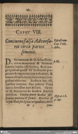 Caput VIII. Continens falsa Adversarii circa partes seminis