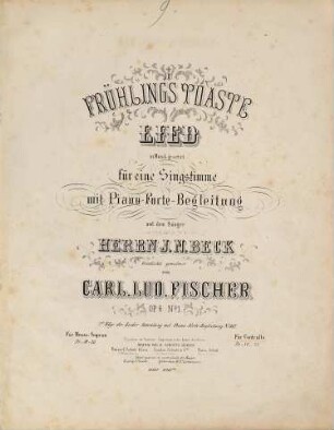 Frühlings-Toaste : Lied ; für eine Singstimme mit Piano-Forte-Begleitung Op. 6 No. 1