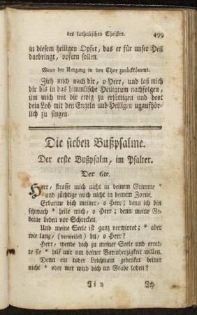 Die sieben Bußpsalme. - Litaney vom heiligsten Namen Jesu.