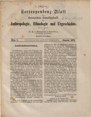 Korrespondenz-Blatt der Deutschen Gesellschaft für Anthropologie, Ethnologie und Urgeschichte. 3. 1872