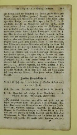 Zweiter Hauptabschnitt. Neue Geschichte von Christi Geburt bis auf unsere Zeit