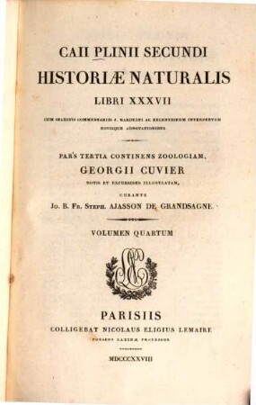 Caii Plinii Secundi Historiae naturalis libri XXXVII. 4. (1828). - 645 S.