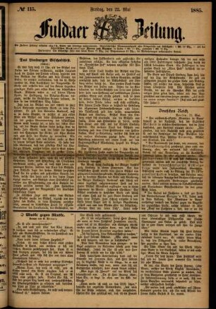 Ausgabe vom Freitag, den 22. Mai 1885.