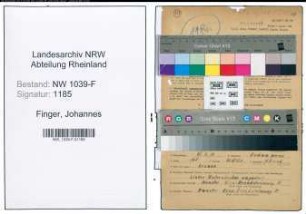 Entnazifizierung Johannes Finger , geb. 28.05.1914 (Postschaffner)