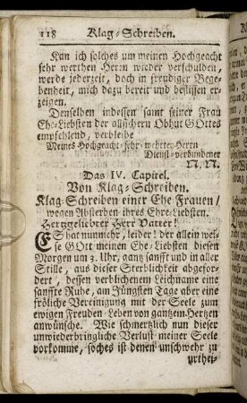 Das IV. Capitel. Von Klag-Schreiben.