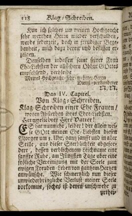 Das IV. Capitel. Von Klag-Schreiben.
