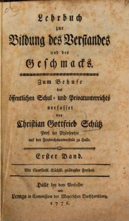 Lehrbuch zur Bildung des Verstandes und des Geschmacks