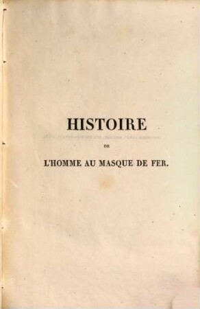Histoire de l'homme au masque de fer