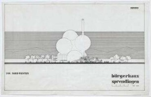 Wettbewerb Bürgerhaus Sprendlingen (nicht realisiert), 2. Preis – Nordwestansicht. Sprendlingen/Hessen