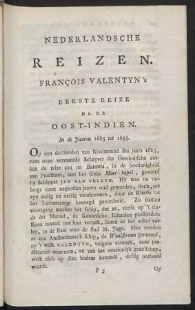 Francois Valentyn's eerste reize na de Oost-Indien