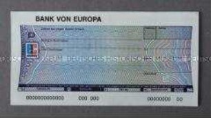 Spielgeld: EC-Scheck, blanko