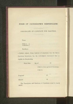 Form of Candidate´s Certificate.