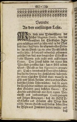 Vorrede An den einfältigen Leser.