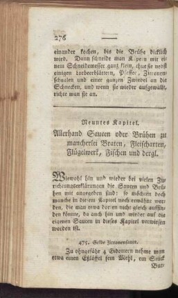 Neuntes Kapitel. Allerhand Saucen oder Brühen zu mancherlei Braten, Fleischarten, Flügelwerk, Fischen und dergl.