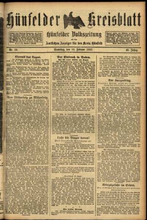 Ausgabe vom Samstag, den 10. Februar 1923.