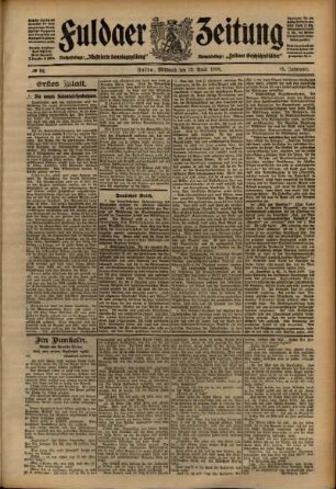 Erste Ausgabe vom Mittwoch, den 22. April 1908.