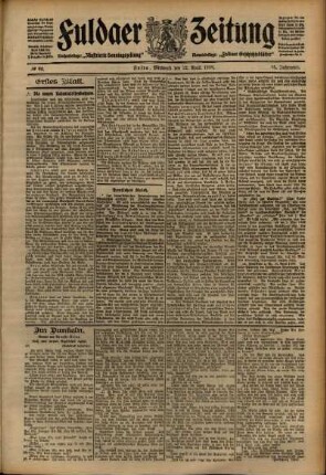 Erste Ausgabe vom Mittwoch, den 22. April 1908.