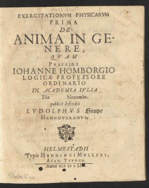 Exercitationum Physicarum Prima De Anima In Genere