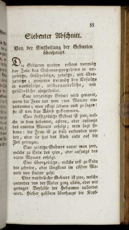 Siebenter Abschnitt. Von der Eintheilung der Geburten überhaupt.