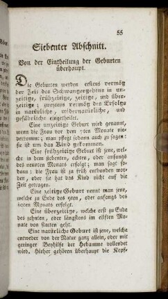 Siebenter Abschnitt. Von der Eintheilung der Geburten überhaupt.