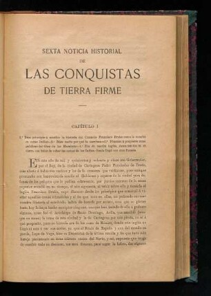 Sexta noticia historial de las conquistas de Tierra Firme