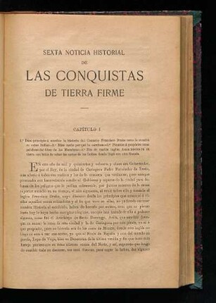 Sexta noticia historial de las conquistas de Tierra Firme