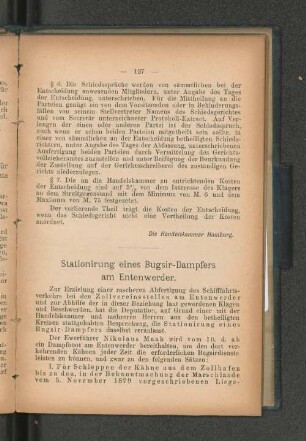 Stationirung eines Bugsir-Dampfers am Entenwerder.