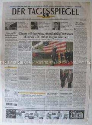 "Der Tagesspiegel", Berliner Tageszeitung mit Leitartikel über den Kosovo-Krieg