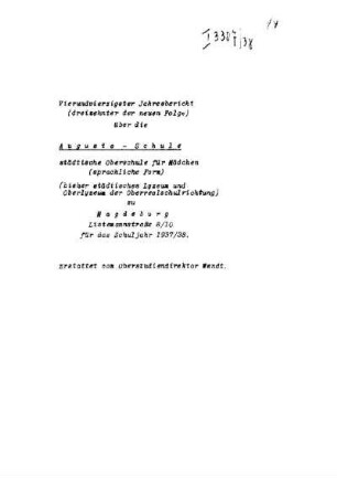 1937/38: Jahresbericht über das Schuljahr ... - 1937/38