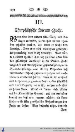 III. Churpfälzische Bienen-Zucht.